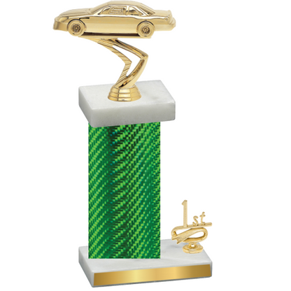 Accented Single Green Carbon Fiber First Place Cars Trophy