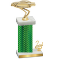 Accented Single Green Carbon Fiber Second Place Cars Trophy