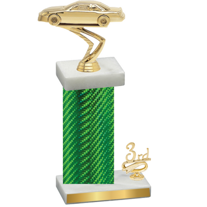 Accented Single Green Carbon Fiber Third Place Cars Trophy