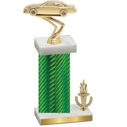 Accented Single Green Carbon Fiber Victory Cars Trophy