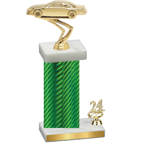 Accented Single Green Carbon Fiber Year Cars Trophy