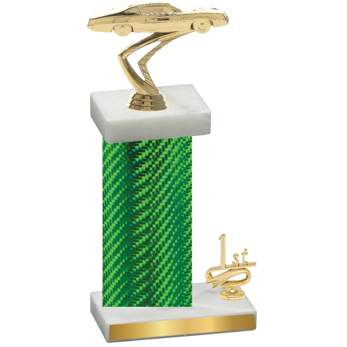 Accented Single Green Carbon Fiber First Place Cars Trophy