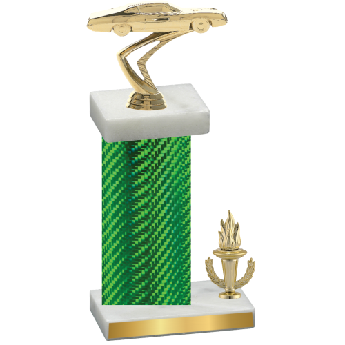 Accented Single Green Carbon Fiber Victory Cars Trophy