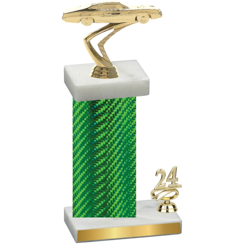 Accented Single Green Carbon Fiber Year Cars Trophy