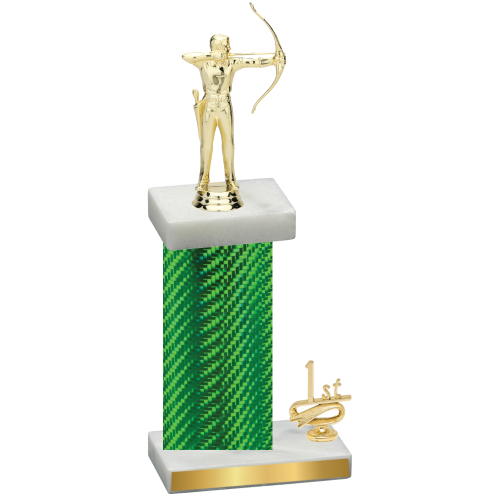 Accented Single Green Carbon Fiber First Place Archery Trophy