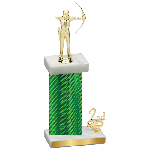 Accented Single Green Carbon Fiber Second Place Archery Trophy