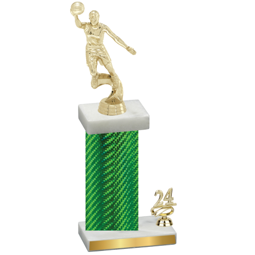 Accented Single Green Carbon Fiber Year Basketball Trophy