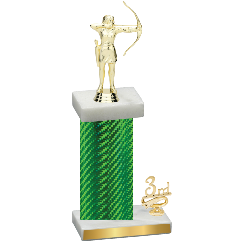 Accented Single Green Carbon Fiber Third Place Archery Trophy