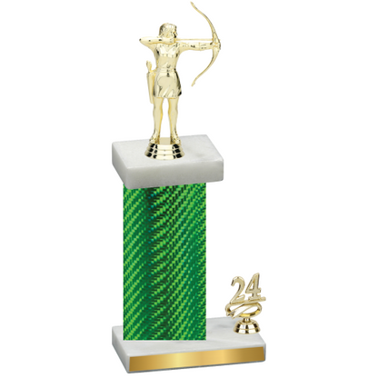 Accented Single Green Carbon Fiber Year Archery Trophy