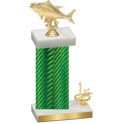 Accented Single Green Carbon Fiber First Place Fishing Trophy