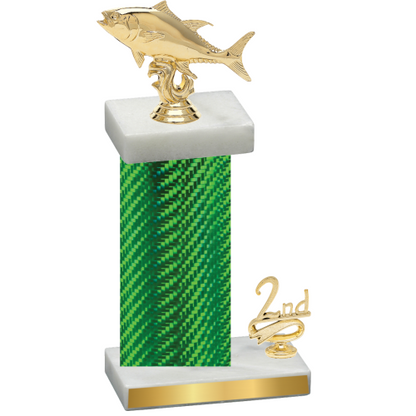 Accented Single Green Carbon Fiber Second Place Fishing Trophy