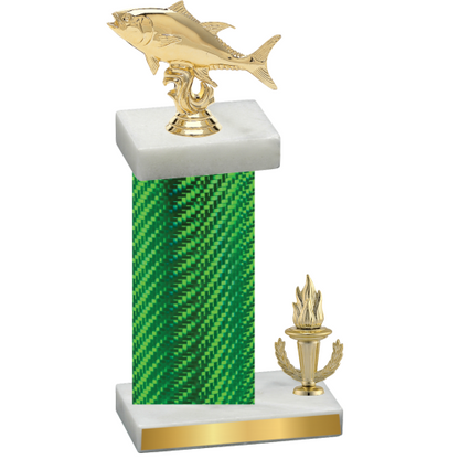 Accented Single Green Carbon Fiber Victory Fishing Trophy