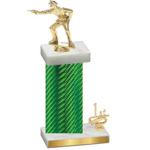 Accented Single Green Carbon Fiber First Place Shooter Trophy