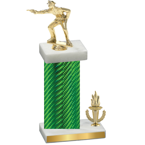 Accented Single Green Carbon Fiber Victory Shooter Trophy