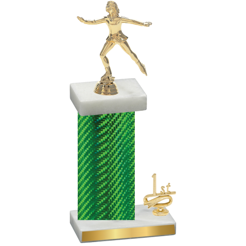 Accented Single Green Carbon Fiber First Place Skater Trophy