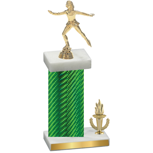 Accented Single Green Carbon Fiber Victory Skater Trophy