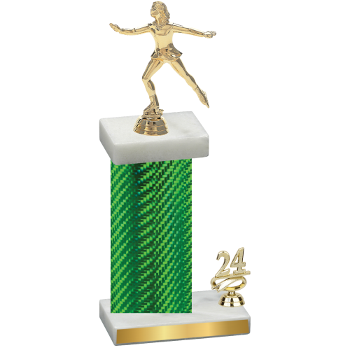 Accented Single Green Carbon Fiber Year Skater Trophy