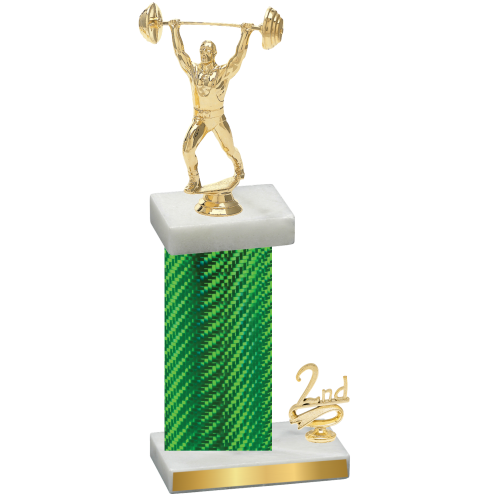 Accented Single Green Carbon Fiber Second Place Weights Trophy