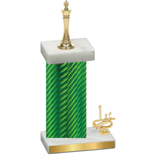 Accented Single Green Carbon Fiber First Place Chess Trophy