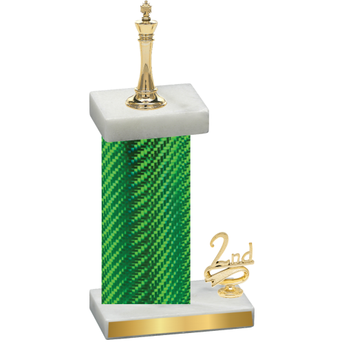 Accented Single Green Carbon Fiber Second Place Chess Trophy