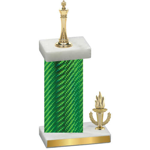 Accented Single Green Carbon Fiber Victory Chess Trophy