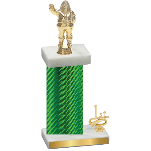 Accented Single Green Carbon Fiber First Place Holiday Trophy