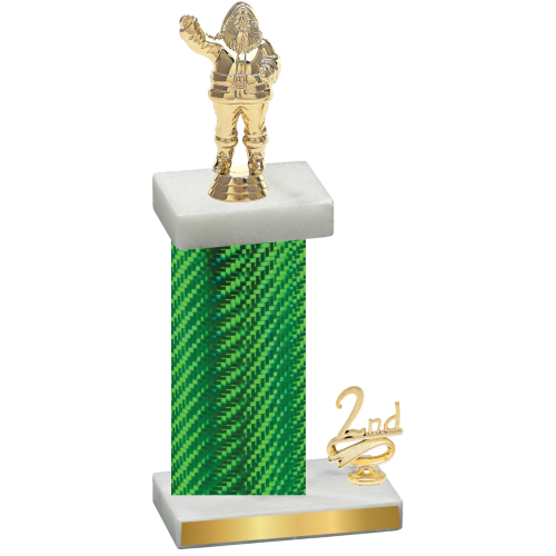 Accented Single Green Carbon Fiber Second Place Holiday Trophy