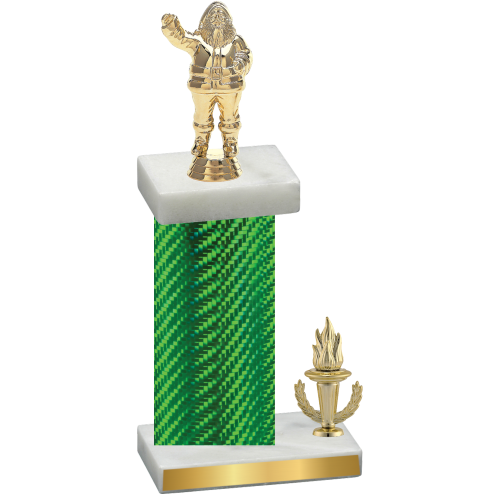 Accented Single Green Carbon Fiber Victory Holiday Trophy