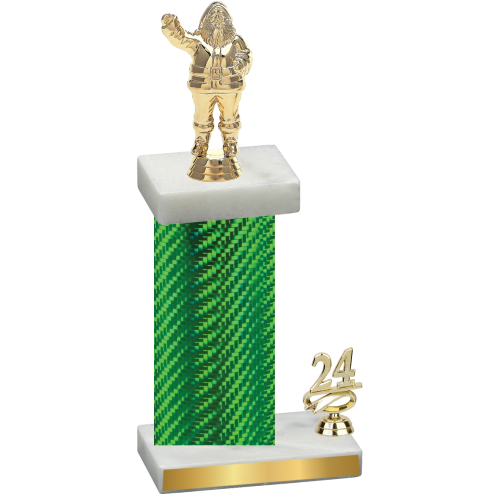 Accented Single Green Carbon Fiber Year Holiday Trophy