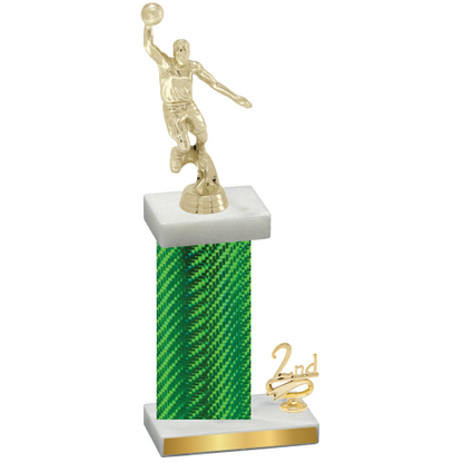 Accented Single Green Carbon Fiber Second Place Basketball Trophy