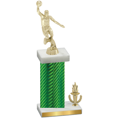 Accented Single Green Carbon Fiber Victory Basketball Trophy