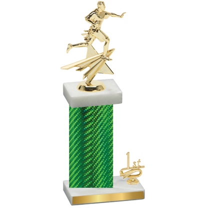 Accented Single Green Carbon Fiber First Place Flag Football Trophy