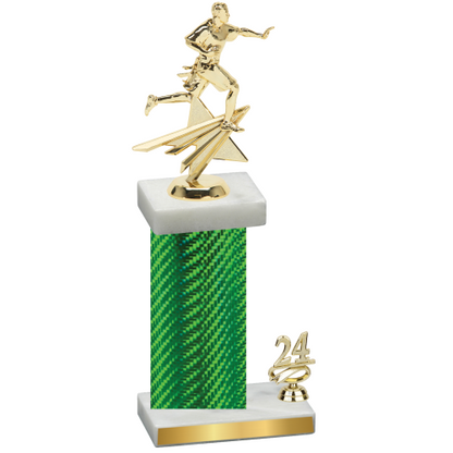 Accented Single Green Carbon Fiber Year Flag Football Trophy