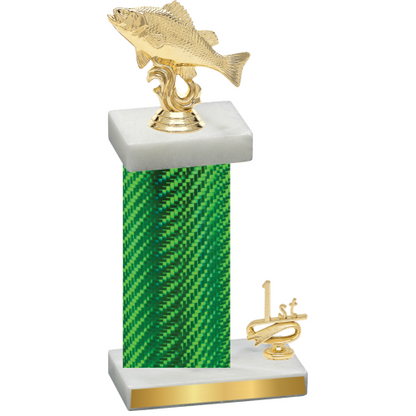 Accented Single Green Carbon Fiber First Place Fishing Trophy