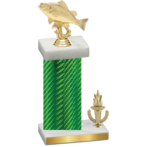 Accented Single Green Carbon Fiber Victory Fishing Trophy