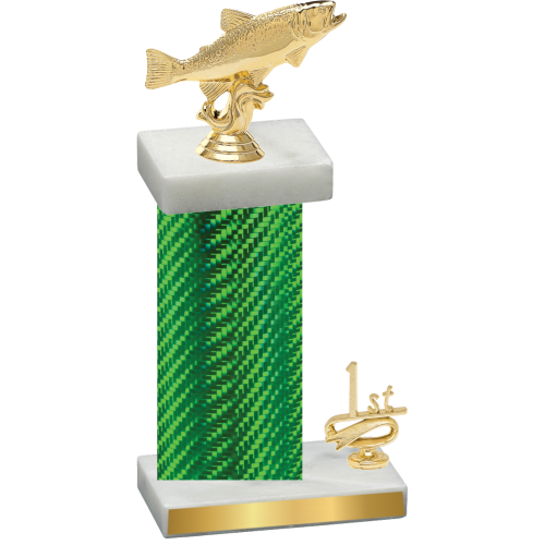 Accented Single Green Carbon Fiber First Place Fishing Trophy