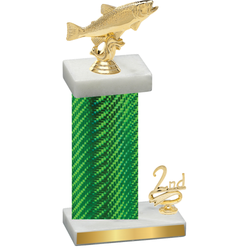 Accented Single Green Carbon Fiber Second Place Fishing Trophy