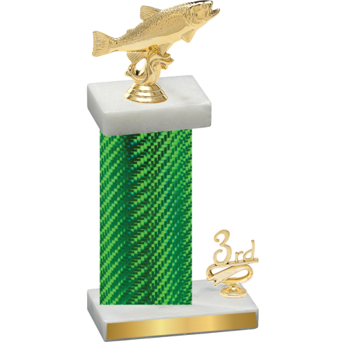 Accented Single Green Carbon Fiber Third Place Fishing Trophy