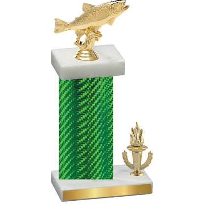 Accented Single Green Carbon Fiber Victory Fishing Trophy