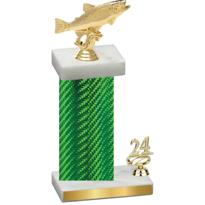 Accented Single Green Carbon Fiber Year Fishing Trophy