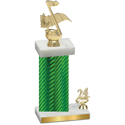 Accented Single Green Carbon Fiber Year Music Trophy