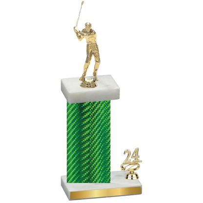 Accented Single Green Carbon Fiber Year Golf Trophy