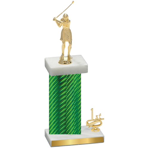 Accented Single Green Carbon Fiber First Place Golf Trophy