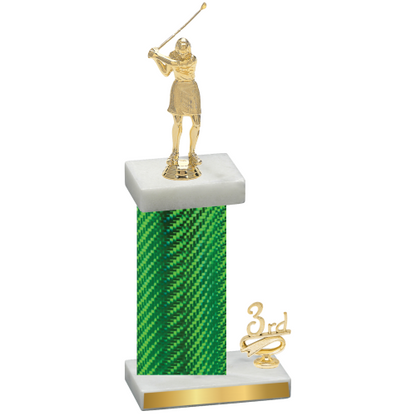 Accented Single Green Carbon Fiber Third Place Golf Trophy