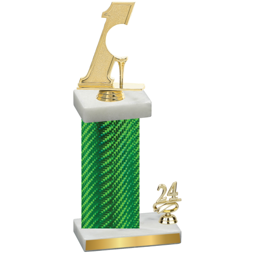 Accented Single Green Carbon Fiber Year Golf Trophy