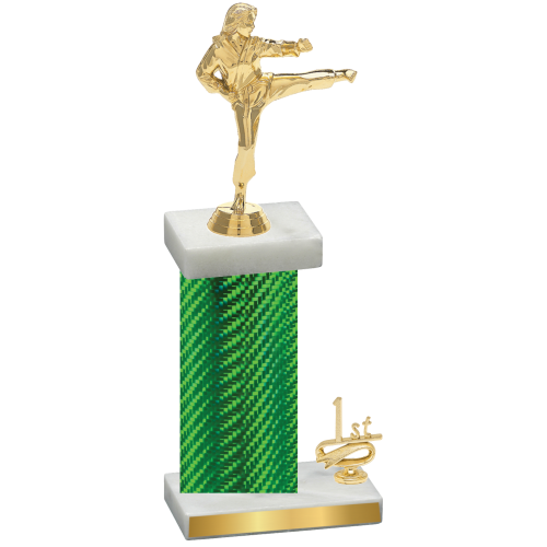 Accented Single Green Carbon Fiber First Place Karate Trophy