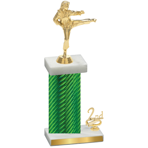 Accented Single Green Carbon Fiber Second Place Karate Trophy