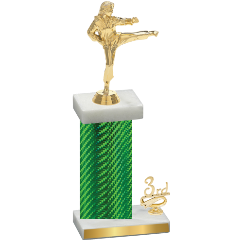 Accented Single Green Carbon Fiber Third Place Karate Trophy