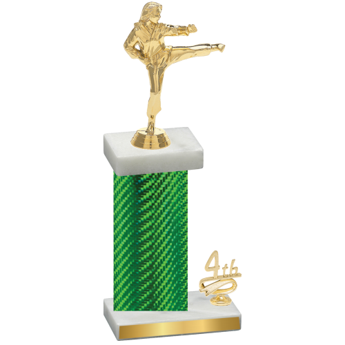 Accented Single Green Carbon Fiber Fourth Place Karate Trophy