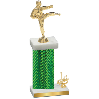 Accented Single Green Carbon Fiber First Place Karate Trophy